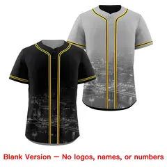 Black Gold Grey Reversible City Skyline Graffiti Baseball Jersey 8