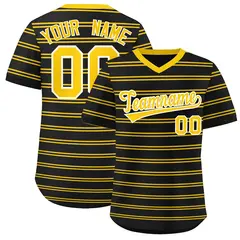 Black Gold Horizontal Stripe Pullover Baseball Jersey