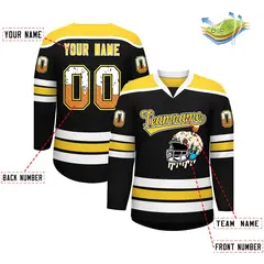Black Gold Ice Cream Helmet Pattern Hockey Jersey 2