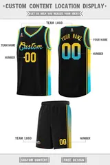 Black Gold-Light Blue Gradient Basketball Jersey 2