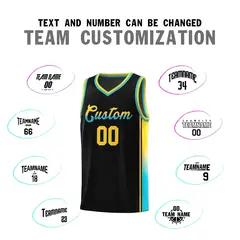 Black Gold-Light Blue Gradient Basketball Jersey 4