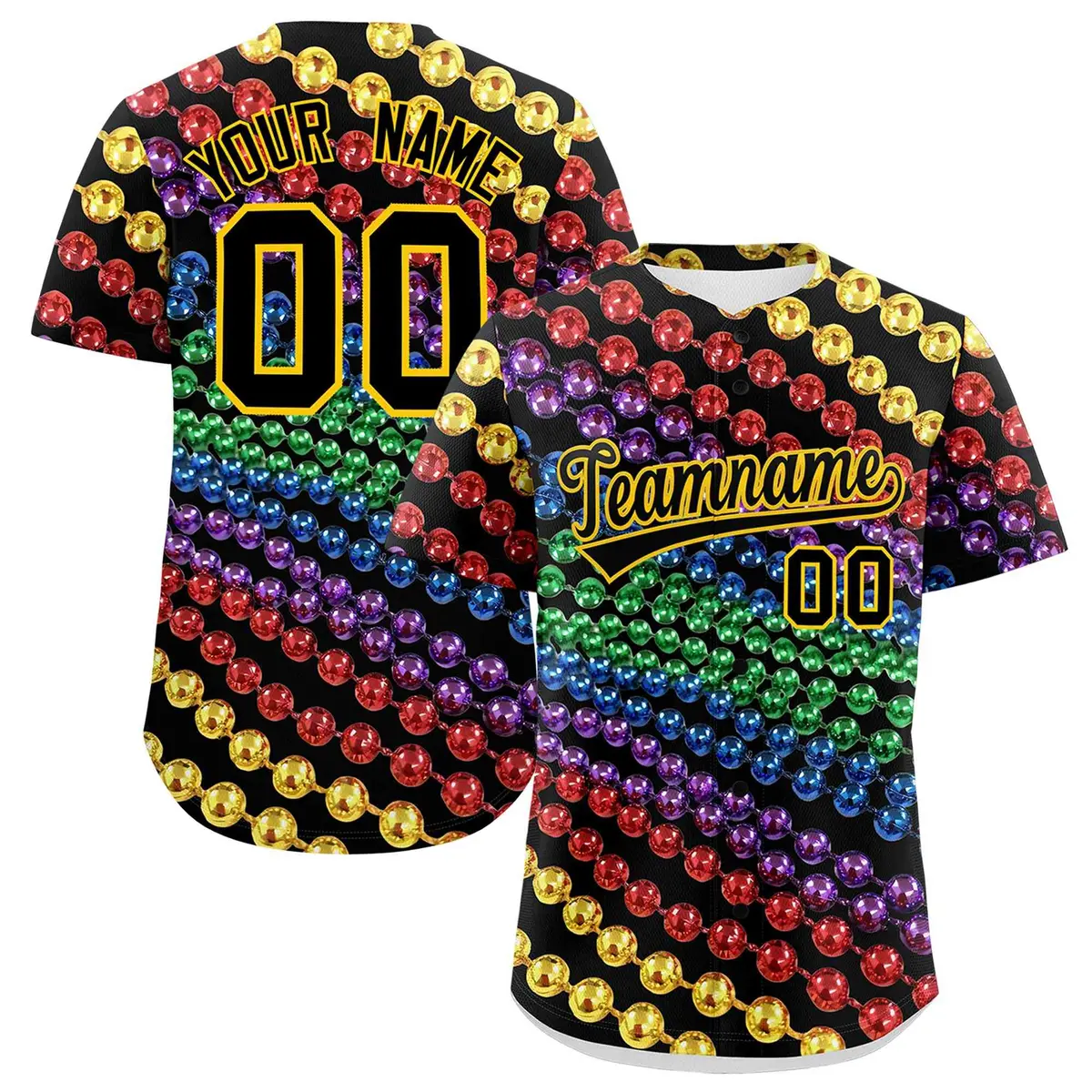 Black Gold Mardi Gras Authentic Baseball Jersey