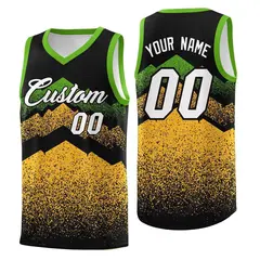 Black Gold Mountain Fade Gradient Fashion Basketball Jersey 1