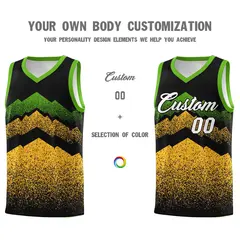 Black Gold Mountain Fade Gradient Fashion Basketball Jersey 3