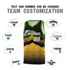 Black Gold Mountain Fade Gradient Fashion Basketball Jersey 4