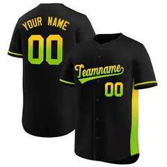 Black Gold-Neon Green Gradient Side Baseball Jersey
