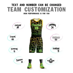 Black Gold-Neon Green Spotted Graffiti Basketball Jersey 4
