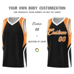 Black Gold Orange and White Color Block Basketball Jersey 3