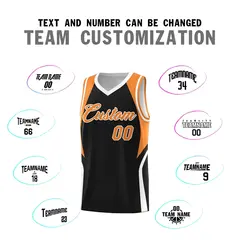 Black Gold Orange and White Color Block Basketball Jersey 4