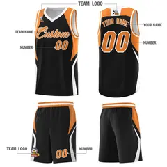 Black Gold Orange and White Color Block Basketball Jersey 5