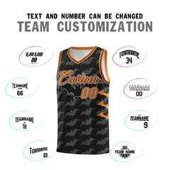 Black Gold Orange Bat Pattern Halloween Basketball Jersey 4