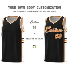Black Gold Orange Color Block Varsity Basketball Jersey 3