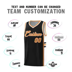 Black Gold Orange Color Block Varsity Basketball Jersey 4