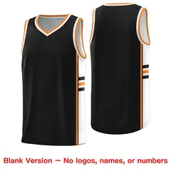 Black Gold Orange Color Block Varsity Basketball Jersey 6