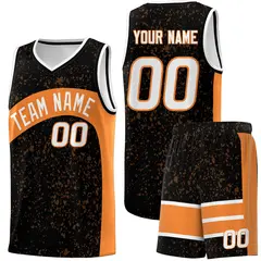 Black Gold Orange Dot Graffiti Irregular Pattern Basketball Jersey 1