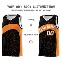 Black Gold Orange Dot Graffiti Irregular Pattern Basketball Jersey 3