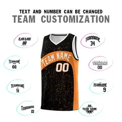 Black Gold Orange Dot Graffiti Irregular Pattern Basketball Jersey 4
