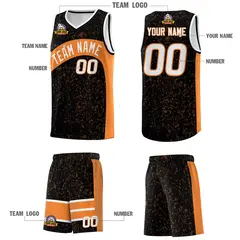 Black Gold Orange Dot Graffiti Irregular Pattern Basketball Jersey 5