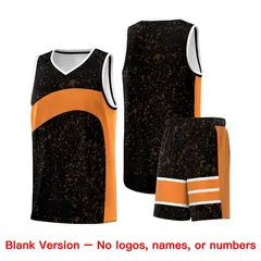 Black Gold Orange Dot Graffiti Irregular Pattern Basketball Jersey 7