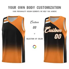Black Gold Orange Gradient Basketball Jersey 3