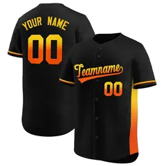 Black Gold-Orange Gradient Side Baseball Jersey