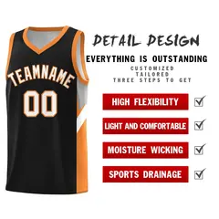 Black Gold Orange Side Design Basketball Jersey 2