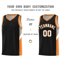 Black Gold Orange Side Design Basketball Jersey 3