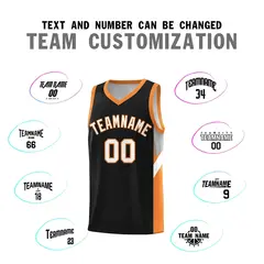 Black Gold Orange Side Design Basketball Jersey 4