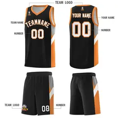 Black Gold Orange Side Design Basketball Jersey 5