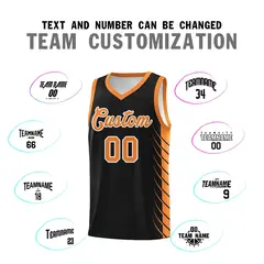 Black Gold Orange Side Symmetrical Line Pattern Basketball Jersey 4