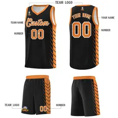 Black Gold Orange Side Symmetrical Line Pattern Basketball Jersey 5