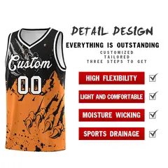 Black Gold Orange Snow Mountain Beast Pattern Basketball Jersey 2