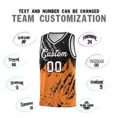 Black Gold Orange Snow Mountain Beast Pattern Basketball Jersey 4