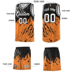 Black Gold Orange Snow Mountain Beast Pattern Basketball Jersey 5