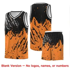 Black Gold Orange Snow Mountain Beast Pattern Basketball Jersey 7