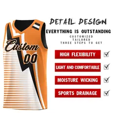 Black Gold Orange White Gradient Lightning Stripe Reversible Basketball Jersey Sets 3
