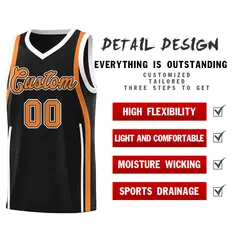 Black Gold Orange-White Ribbon Pattern Basketball Kits 2
