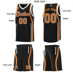 Black Gold Orange-White Ribbon Pattern Basketball Kits 5