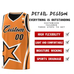 Black Gold Orange White Star Series Reversible Basketball Jersey 3