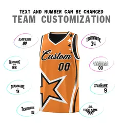Black Gold Orange White Star Series Reversible Basketball Jersey 4