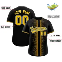 Black Gold Phonetic Rhythm Authentic Baseball Jersey 2