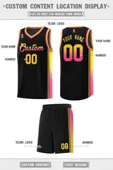 Black Gold-Pink Gradient Fashion Sports Basketball Jersey 2