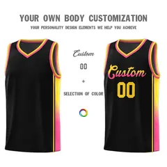 Black Gold-Pink Gradient Fashion Sports Basketball Jersey 3