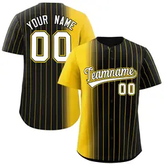 Black Gold Pinstripe Gradient Baseball Jersey 1