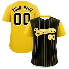 Black Gold Pinstripe Two-Tone Authentic Baseball Jersey 1