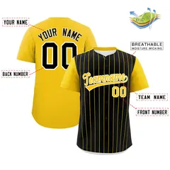 Black Gold Pinstripe Two-Tone Authentic Baseball Jersey 2
