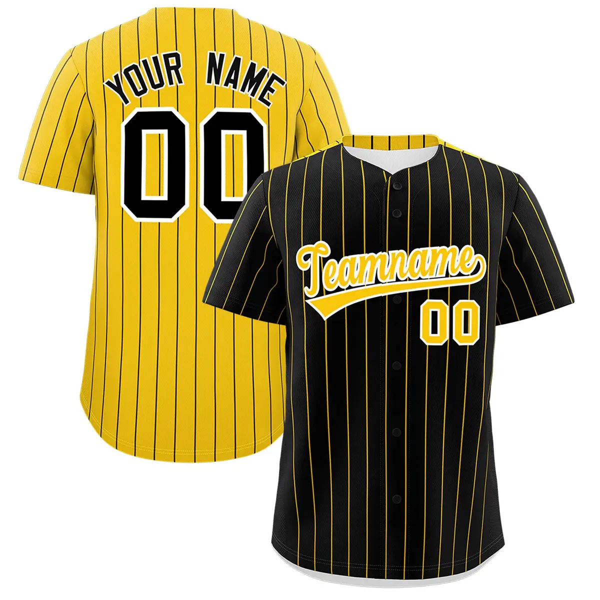 Black Gold Pinstripe Two-Tone Authentic Baseball Jersey
