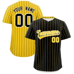 Black Gold Pinstripe Two-Tone Authentic Baseball Jersey 1