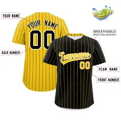 Black Gold Pinstripe Two-Tone Authentic Baseball Jersey 2
