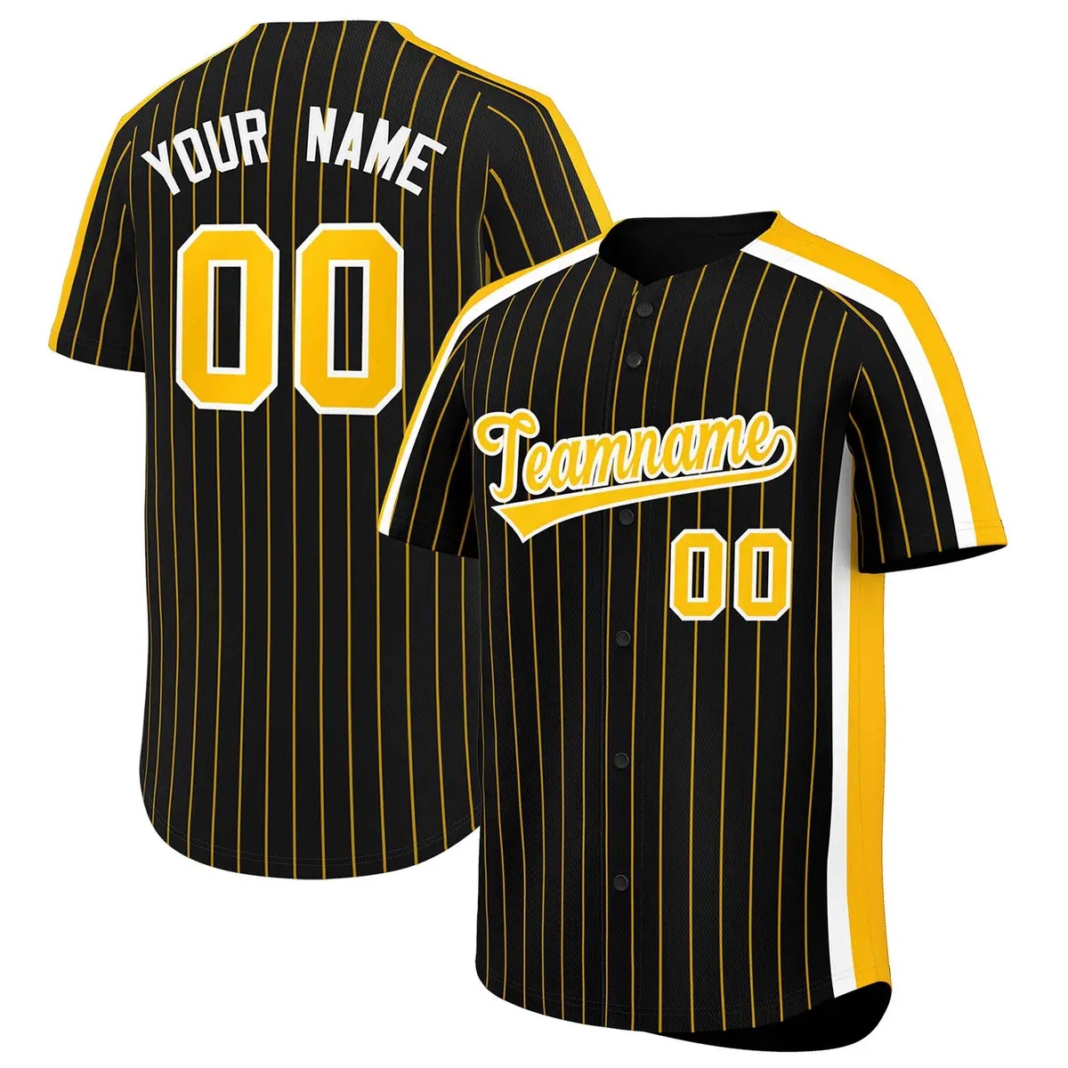 Black Gold Pinstripe Two-tone Side Authentic Baseball Jersey